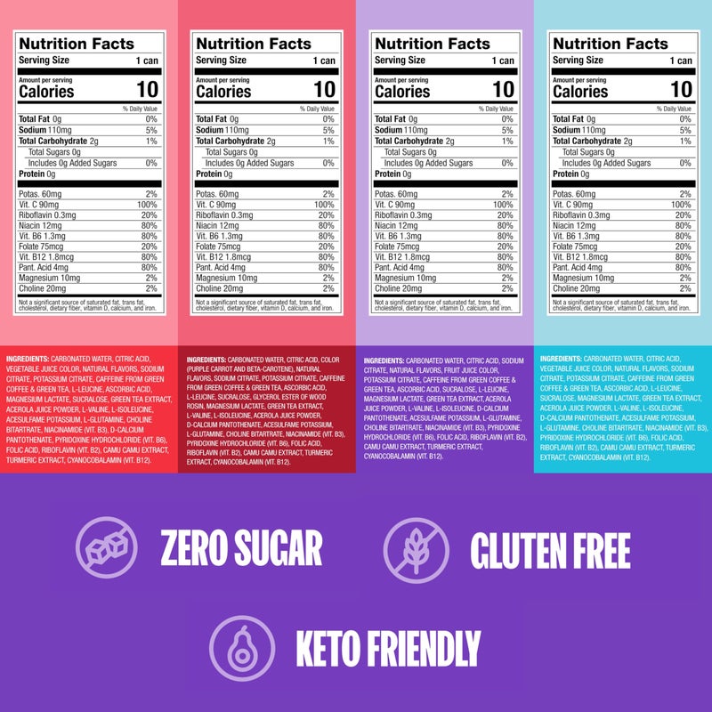 ZOA Zero Sugar Energy Drinks, Variety Pack - Sugar Free with Electrolytes, Healthy Vitamin C, Amino Acids, Essential B-Vitamins, and Caffeine from Green Tea - 12 Fl Oz (12-Pack) - Image 4